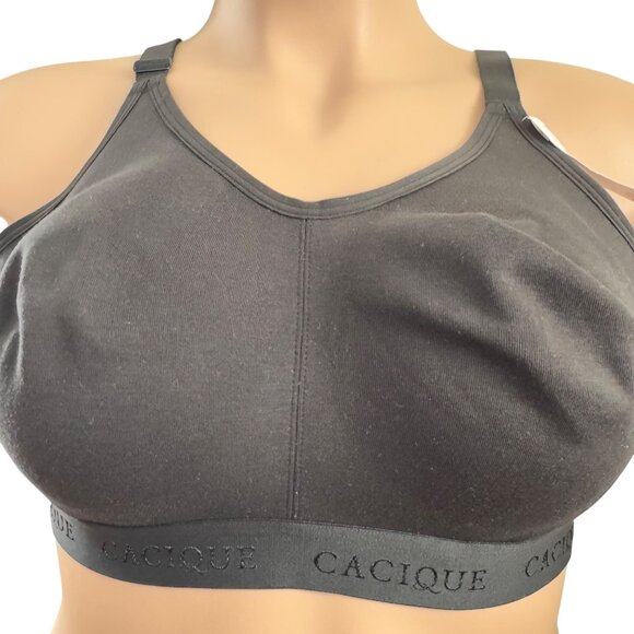 2 x CACIQUE Unlined Full Coverage No-Wire Black Bra The Cotton Collection 44C - Picture 15 of 16